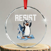Funny Penguin Resist Crystal Glass Ornament Against Tariffs Protest TS02