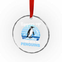 Funny Penguin Resist Crystal Glass Ornament Flippers Up I Stand With The Penguins TS02