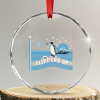 Funny Penguin Resist Crystal Glass Ornament Heard Island Flippers Up I Stand With Penguins TS02