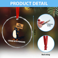 Funny Penguin Resist Crystal Glass Ornament No Tariffs I Stand With Penguins - Wonder Print Shop
