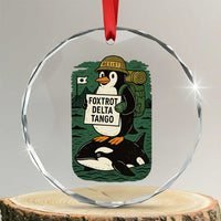 Funny Penguin Resist Crystal Glass Ornament No Tarriffs Activism Graphic TS02