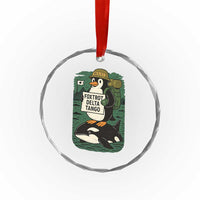 Funny Penguin Resist Crystal Glass Ornament No Tarriffs Activism Graphic TS02