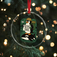 Funny Penguin Resist Crystal Glass Ornament No Tarriffs Activism Graphic TS02