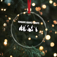Funny Penguin Resist Crystal Glass Ornament Penguins Against Tariffs Sarcastic Saying Meme - Wonder Print Shop