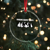 Funny Penguin Resist Crystal Glass Ornament Penguins Against Tariffs Sarcastic Saying Meme TS02