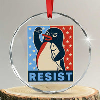 Funny Penguin Resist Graphic Crystal Glass Ornament Resist Protest Against Tariffs - Wonder Print Shop