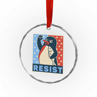 Funny Penguin Resist Graphic Crystal Glass Ornament Resist Protest Against Tariffs TS02