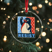 Funny Penguin Resist Graphic Crystal Glass Ornament Resist Protest Against Tariffs TS02