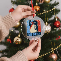 Funny Penguin Resist Graphic Crystal Glass Ornament Resist Protest Against Tariffs TS02
