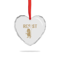 Funny Penguin Resist Heart Crystal Glass Ornament Against Tariffs Activism Vintage - Wonder Print Shop