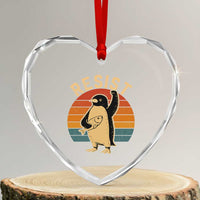Funny Penguin Resist Heart Crystal Glass Ornament Against Tariffs Retro Vintage - Wonder Print Shop