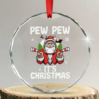 Funny Pew Pew Santa Christmas Crystal Glass Ornament Angry Santa with Candy Cane Guns Holiday Humor - Wonder Print Shop