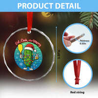 Funny Pickleball Xmas Crystal Glass Ornament Eat Dink And Be Merry Gift For Players TS12