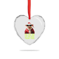 Funny Pig Santa Heart Crystal Glass Ornament Ho Ho Ho Let Me Suck Them Toes Weird Festive Christmas - Wonder Print Shop