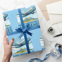 Funny Pilot Aviation Wrapping Paper Roll Easily Distracted By Airplanes Lover - Wonder Print Shop