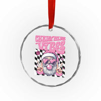 Funny Pink Santa Christmas Crystal Glass Ornament Christmas Vibes Checkboard TS11