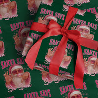 Funny Pink Santa Says Six Seven Wrapping Paper Roll 67 Christmas Meme Gen Alpha - Wonder Print Shop