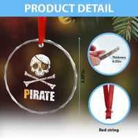 Funny Pirate Pi Cryptocurrency Crystal Glass Ornament Crypto Coins Blockchain Mining TS02