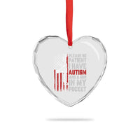 Funny Please Be Patient I Have Autism And A Gun In My Pocket Heart Crystal Glass Ornament Autism Awareness Vintage American Flag