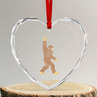 Funny Polka Dot Bigfoot Rock On Heart Crystal Glass Ornament Dot Day Gift