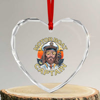 Funny Pontoon Boating Motor Boatin Lake Heart Crystal Glass Ornament Motor Boat Captain - Wonder Print Shop