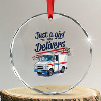 Funny Postal Worker Crystal Glass Ornament Just A Girl Who Delivers - Wonder Print Shop