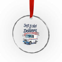 Funny Postal Worker Crystal Glass Ornament Just A Girl Who Delivers - Wonder Print Shop