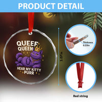 Funny Queef Queen Cat Crystal Glass Ornament Hear My Kitty Purr Inappropriate Dirty Adult Humor Jokes TS11