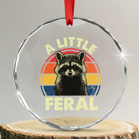 Funny Raccoon Crystal Glass Ornament A Little Feral Trash Panda Meme Retro TS02