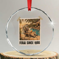 Funny Raccoon Feral Since 1966 60th Birthday Crystal Glass Ornament Vintage 60 Year Old Gift