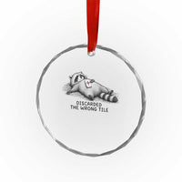 Funny Raccoon Mahjong Lovers Crystal Glass Ornament Discarded The Wrong Tile