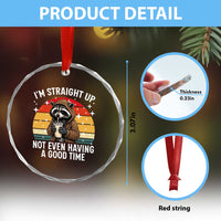 Funny Raccoon Meme Crystal Glass Ornament I Am Straight Up Not Even Having A Good Time - Wonder Print Shop