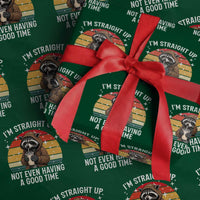 Funny Raccoon Meme Wrapping Paper Roll I Am Straight Up Not Even Having A Good Time - Wonder Print Shop
