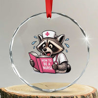 Funny Raccoon Nursing Student Healthcare Gift Crystal Glass Ornament