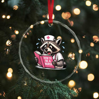 Funny Raccoon Nursing Student Healthcare Gift Crystal Glass Ornament