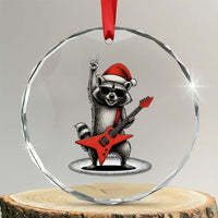 Funny Raccoon Rock Music Christmas Crystal Glass Ornament TS14