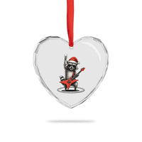 Funny Raccoon Rock Music Christmas Heart Crystal Glass Ornament - Wonder Print Shop