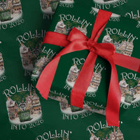 Funny Raccoon Rollin Into 2026 Wrapping Paper Roll New Year Dumpster Fire Firework - Wonder Print Shop