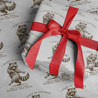 Funny Raccoon Sarcastic Wrapping Paper Roll I Might Be Laid Back But I Can Lean Forward Real Quick