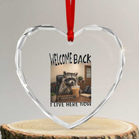 Funny Raccoon School Principal Heart Crystal Glass Ornament Welcom Back To School