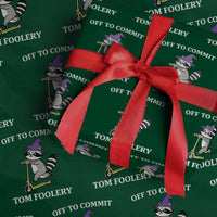Funny Raccoon Scooter Meme Wrapping Paper Roll Off To Commit Tom Foolery - Wonder Print Shop