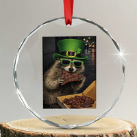 Funny Raccoon St Patrick's Day Crystal Glass Ornament Raccoon Eating Corned Beef Meme