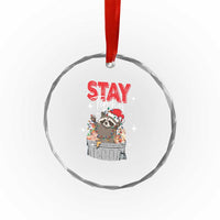 Funny Raccoon Xmas Crystal Glass Ornament Stay Trashy Garbage Trashin Santa Hat TS09