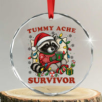 Funny Racoon Christmas Meme Crystal Glass Ornament Tummy Ache Survivor - Wonder Print Shop