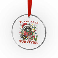 Funny Racoon Christmas Meme Crystal Glass Ornament Tummy Ache Survivor TS14
