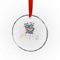 Funny Racoon Pride Crystal Glass Ornament Wake Up Sluts It Is Time To Sin LGBTQ Rainbow Flag TS10