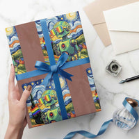 Funny Rainbow Starry Night Robot Pride Wrapping Paper Roll LGBTQ Geeky Gift
