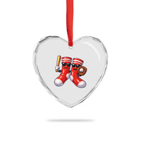 Funny Red Socks Playing Baseball Graphic Sport Game Day Heart Crystal Glass Ornament