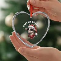 Funny Reindeer Christmas Heart Crystal Glass Ornament Wait I Am Goated - Wonder Print Shop