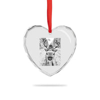 Funny Reindeer Selfie Heart Crystal Glass Ornament - Wonder Print Shop